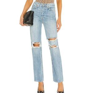 GRLFRND Jeans Women's 29 Mica in Deep Distressed Straight Leg High Waisted NWT